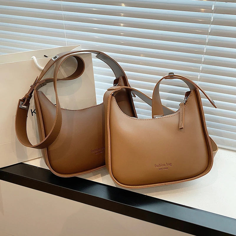 Small Belt Buckle Design Shoulder Bag for Women | New Fashion Trend Designer Crossbody Bag | Underarm Bag Handbag (Brown) Luxegan