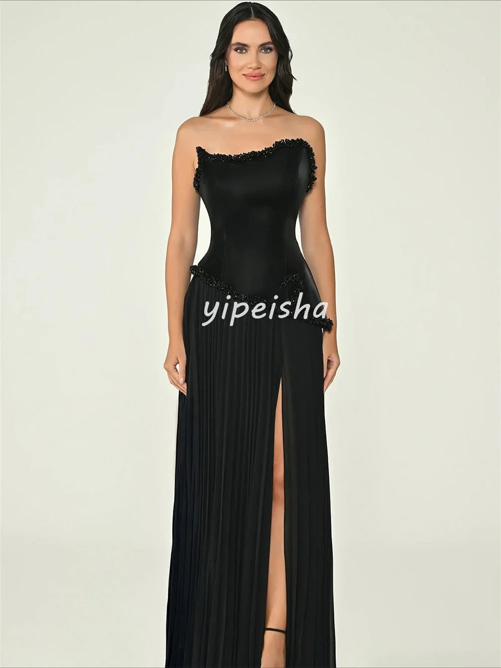Customized Intricate Beading Sequined A-line Strapless Long Dresses Bespoke Occasion Dresses Modern Style Sizes Available Retro