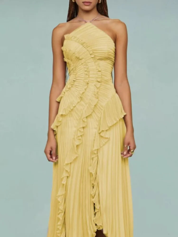 Sexy Slit A-Line Evening Dress | Purple Homecoming Party Gown with Folds Luxegan