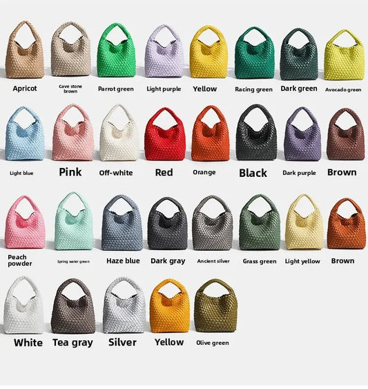 PU Woven Composite Bucket Bag | Soft Fashion Criss-cross Tote Luxegan