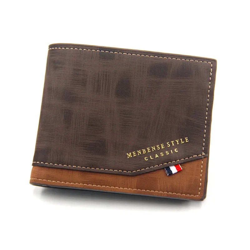 Slim Classic Men's Wallet | Sophisticated "Frosted Leather" Silhouette | Quality Card Holder & Photo Pouch Billfold | "Dignified" High-Performance PU Short Purse for Radiant Versatile Styling Luxegan