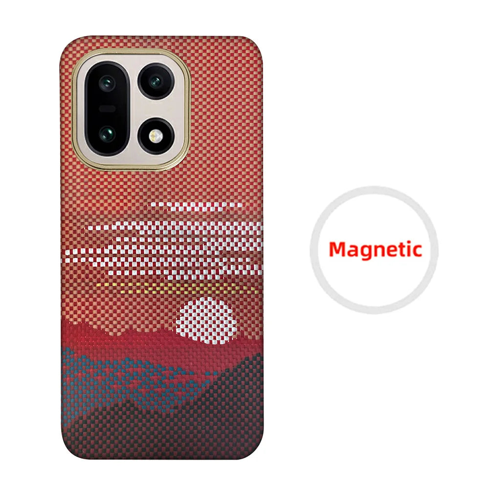 Para funda de teléfono OnePlus 15 de fibra de aramida Kevlar, carcasa dura de fibra de carbono ultradelgada y ligera, cubierta protectora magnética para negocios