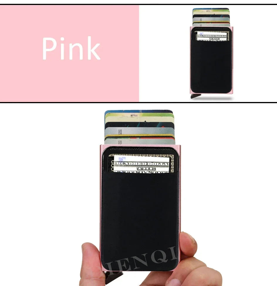 Automatic Pop Up Wallet Aluminum Double Card Case RFID Credit Card Holder Minimalist Metal Wallet Hold 12 Cards Wallet for Men