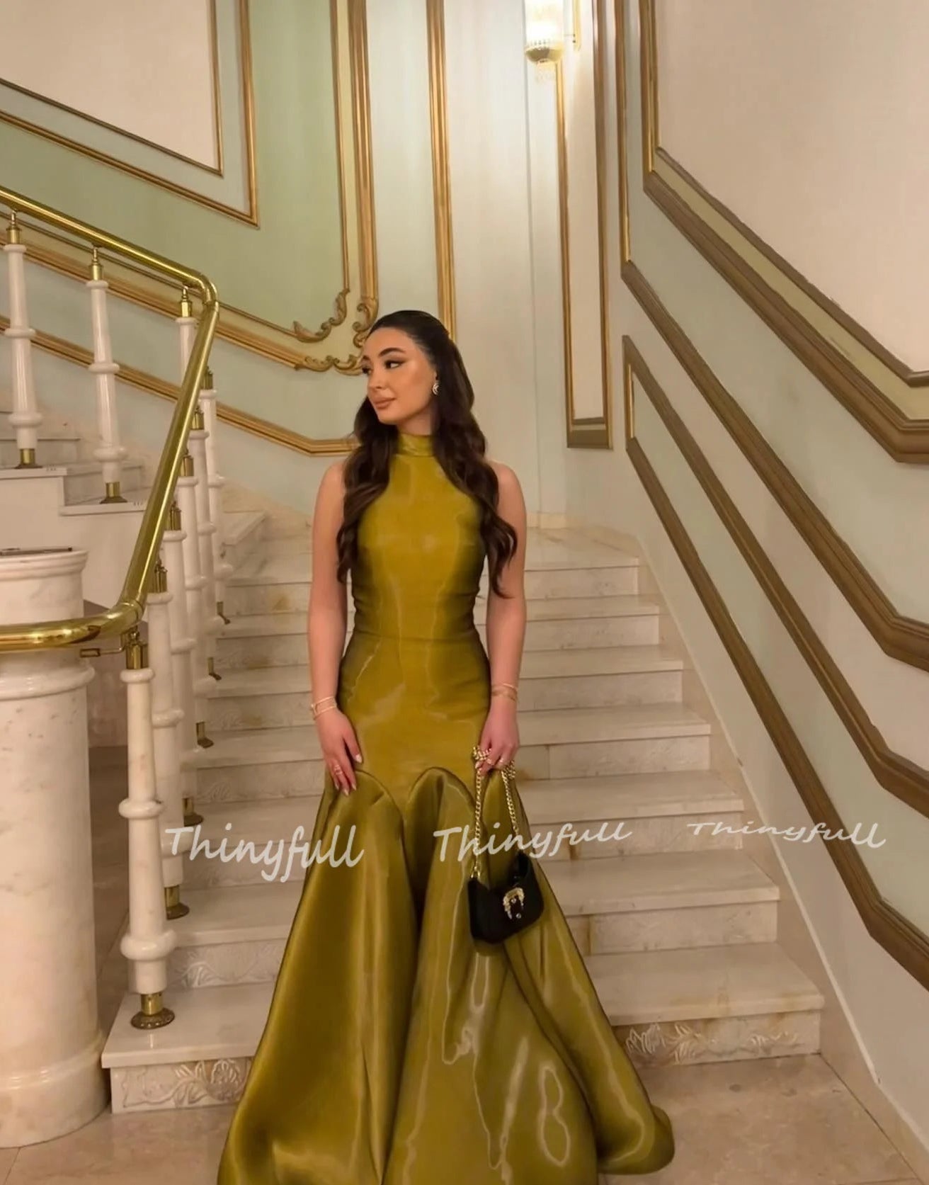 Arab High-Neck Satin Mermaid Prom Dress | Sleeveless Floor-Length Formal Evening Gown | Dubai Birthday Party Long Dress Luxegan