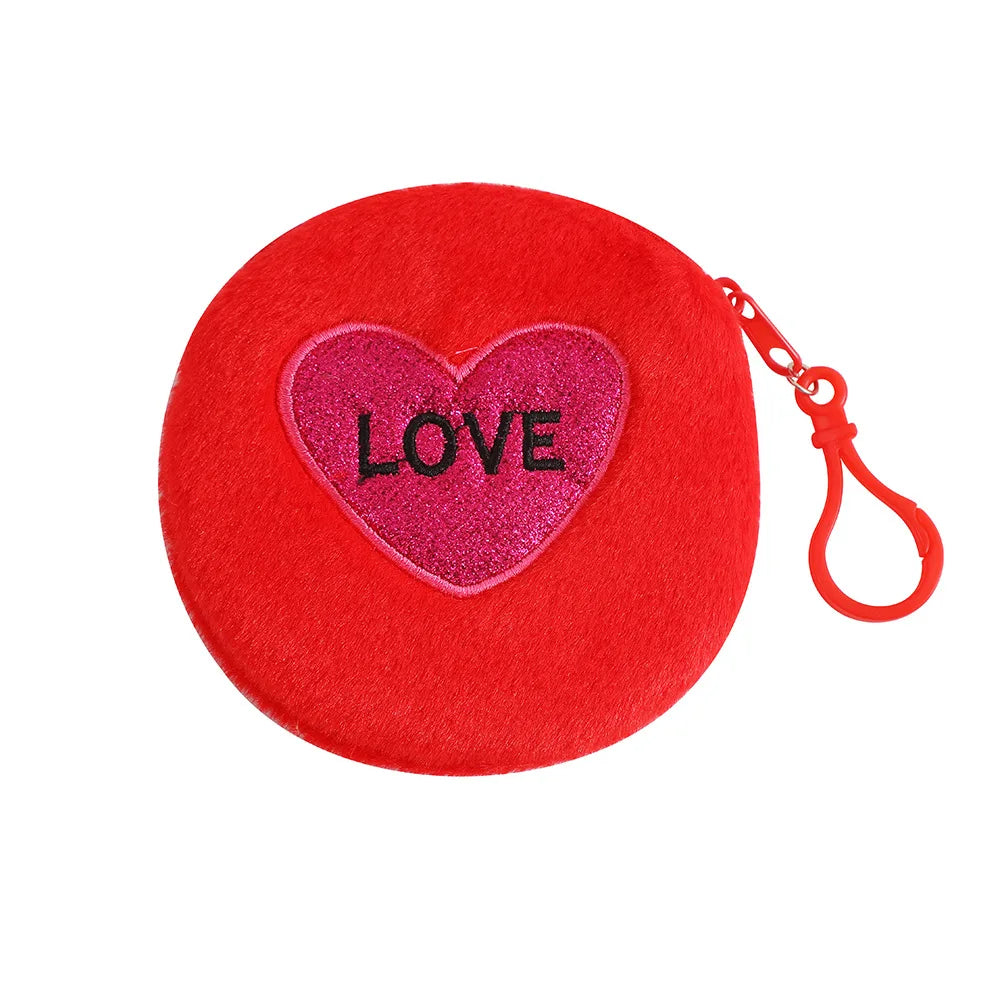 Mini Polyester Round Love Coin Purse | Valentine's Day Gift Keyring Wallet Luxegan