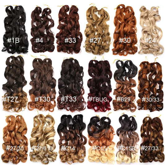 Synthetic Loose Wave Crochet Braiding Hair – Spiral Curls French Curls Pre-Stretched Ombre Braids - view 2