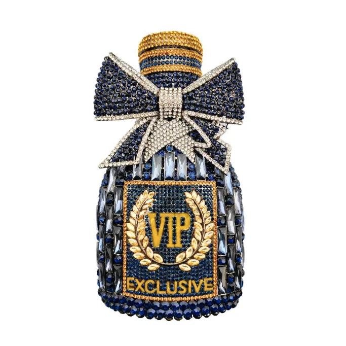 Women Rhinestones Clutch Purse Champagne Bottle Evening Bags Diamond Hard Metal Clutches Wedding Party Minaudiere Purses Luxegan