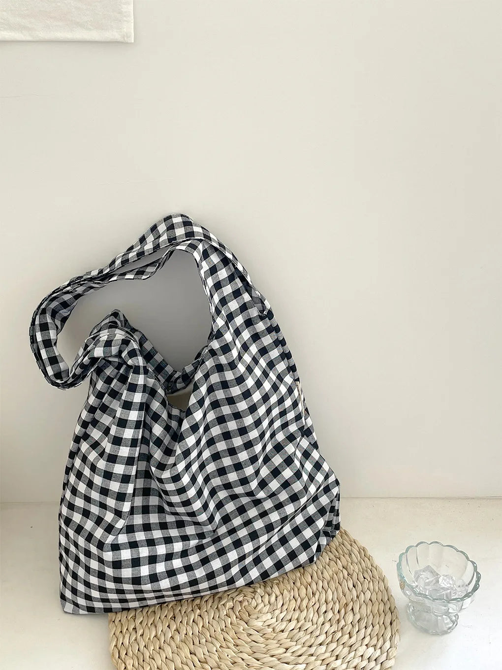 Large Capacity Soft Canvas Women's Shoulder Bag | Vintage Plaid Fashion Ladies Underarm Bags | Sweet Cute Commuter Female Handbag Luxegan