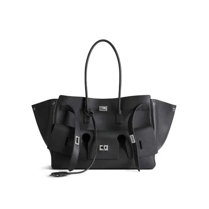 Luxury Wings Style Synthetic Leather Shoulder Bag,Large Capacity Commuting Women Tote Bag,Punk Buckle Simple Versatile Handbag
