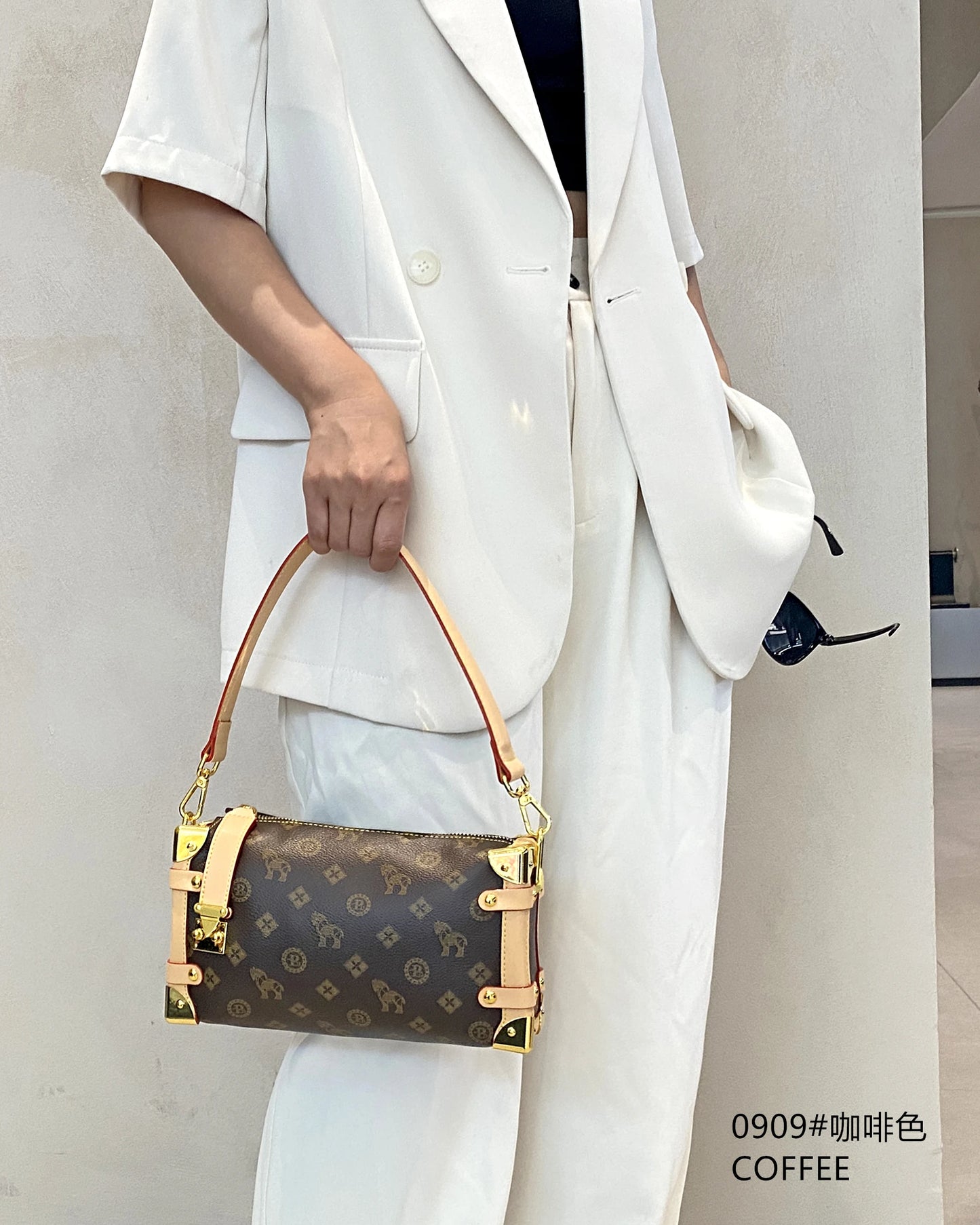 Stylish Coffee Brown Crossbody Bag | Hard Shell Underarm Shoulder Purse & Lightweight Casual Handbag Luxegan