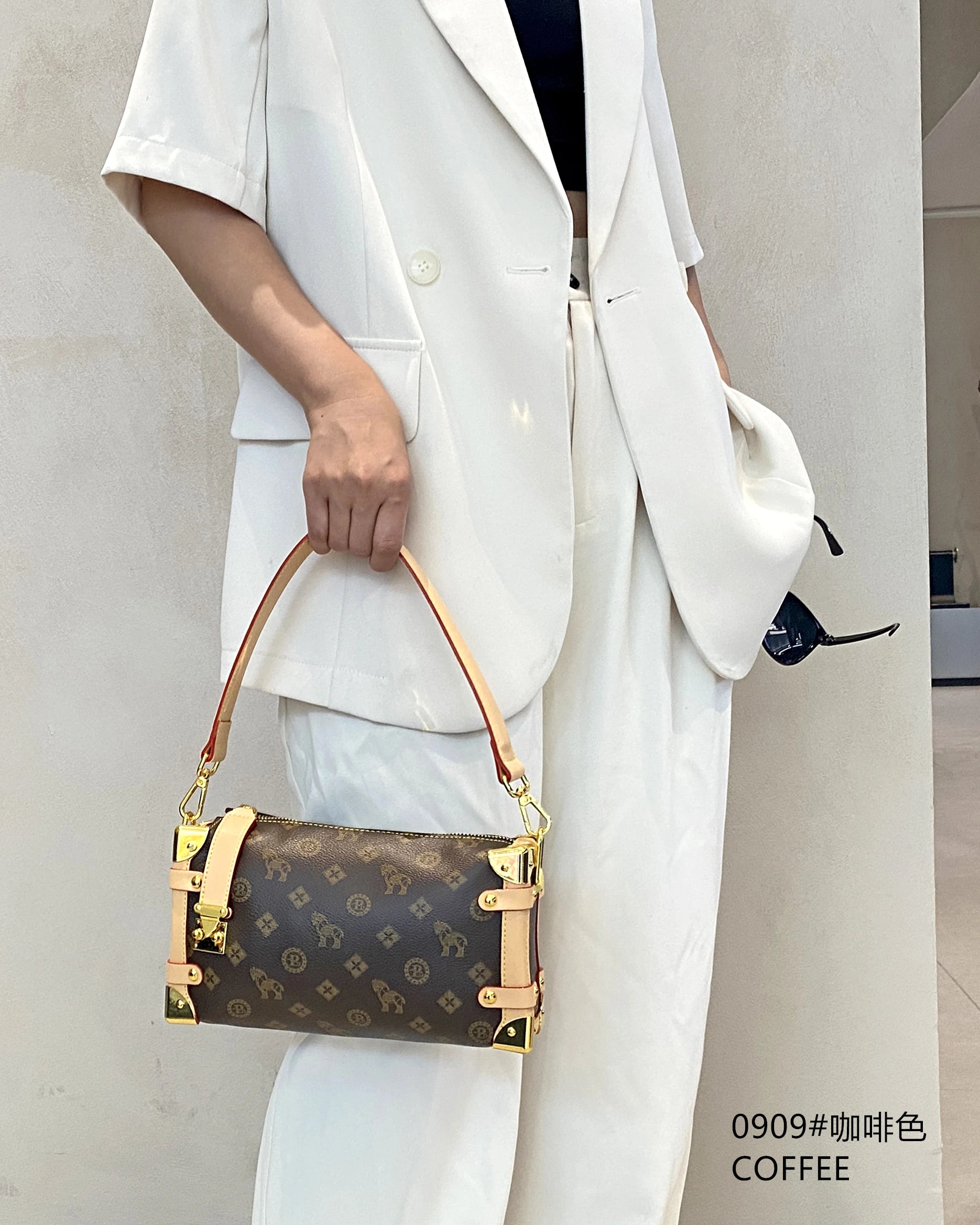 Stylish Coffee Brown Crossbody Bag | Hard Shell Underarm Shoulder Purse & Lightweight Casual Handbag Luxegan