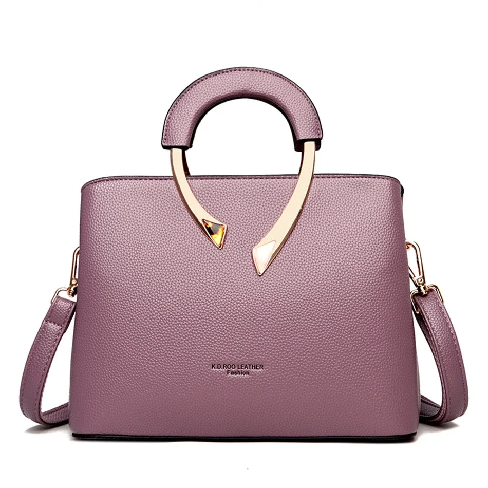 High-Quality Microfiber Leather Casual Tote | Luxury Designer Handbag for Women | Sophisticated Shoulder & Crossbody Bag | Elegant Solid Color Satchel with Smart Partitioning Luxegan