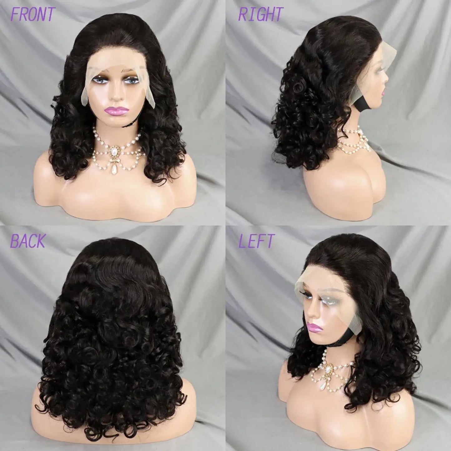 250% Density Bouncy Curly Burgundy Wig | Sophisticated 13x4 HD Transparent Lace Frontal | Elegant Double Drawn Brazilian Human Hair | "Dignified" 16-Inch Loose Wave Curly Remy Wig for Radiant Versatile Styling Luxegan