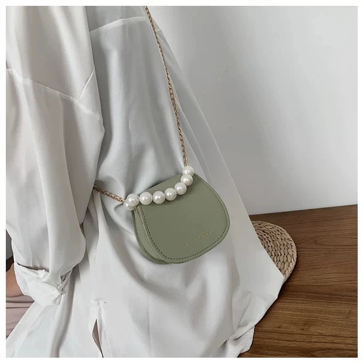 Elegant Pearl & Chain Mini Handbag | Rhombus Shoulder & Crossbody Bag Luxegan
