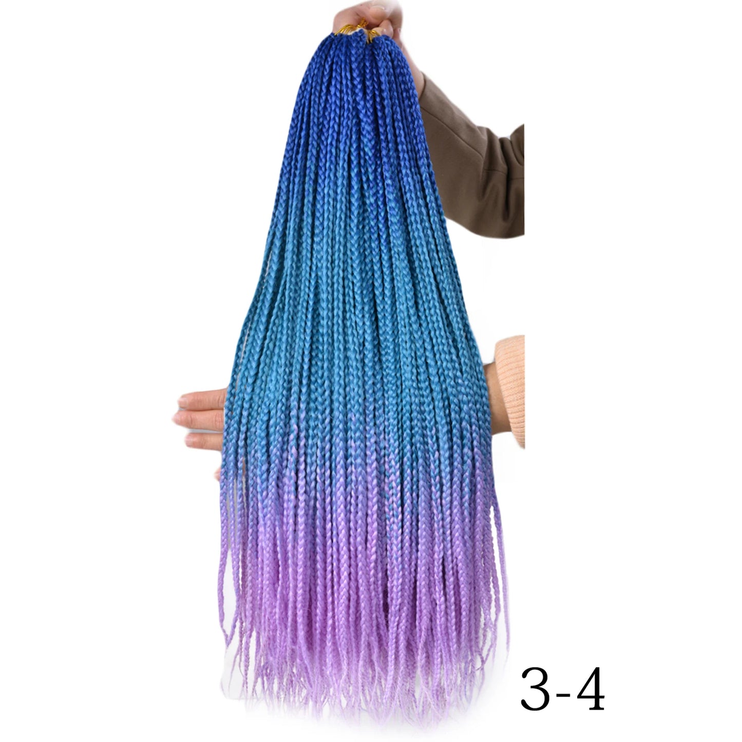 24-Inch Long Ombre Box Braids Crochet Hair - Pre-Looped Synthetic Braiding Hair Extensions - High Temperature Fiber 22 Strands/Pack Piano Color Crochet Braids for Women & Girls (27 Colors Available)
