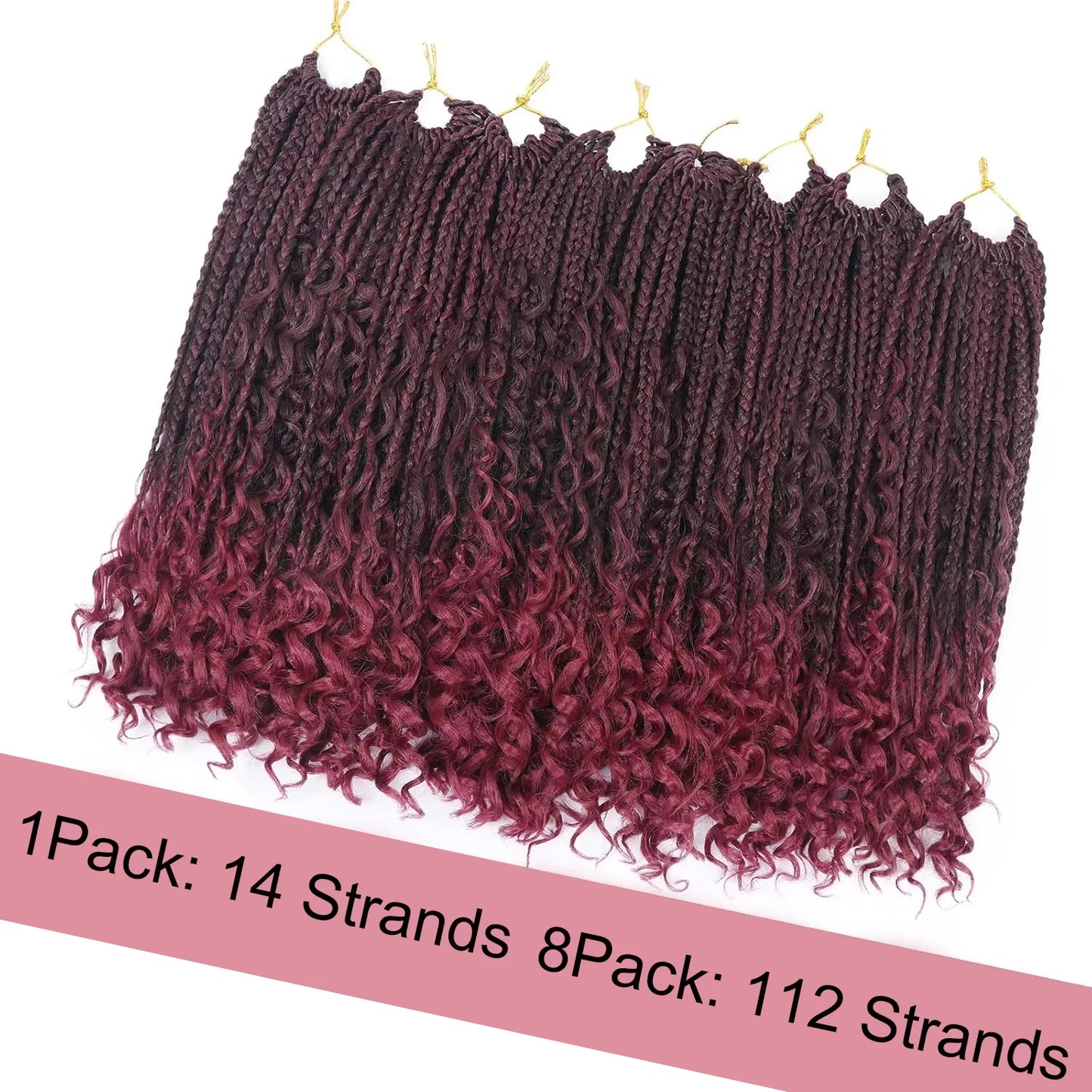 Goddess Bohemian Box Braids Crochet Hair – Curly Ends Synthetic Braiding Hair Extensions for Black - view 3