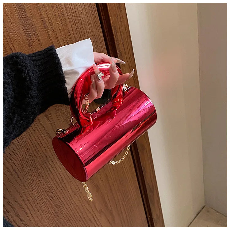 Fashion Cylinder Mini Evening Purse | Gold Box Clutch Shoulder Crossbody Bag for Women's Party Clutches Luxegan