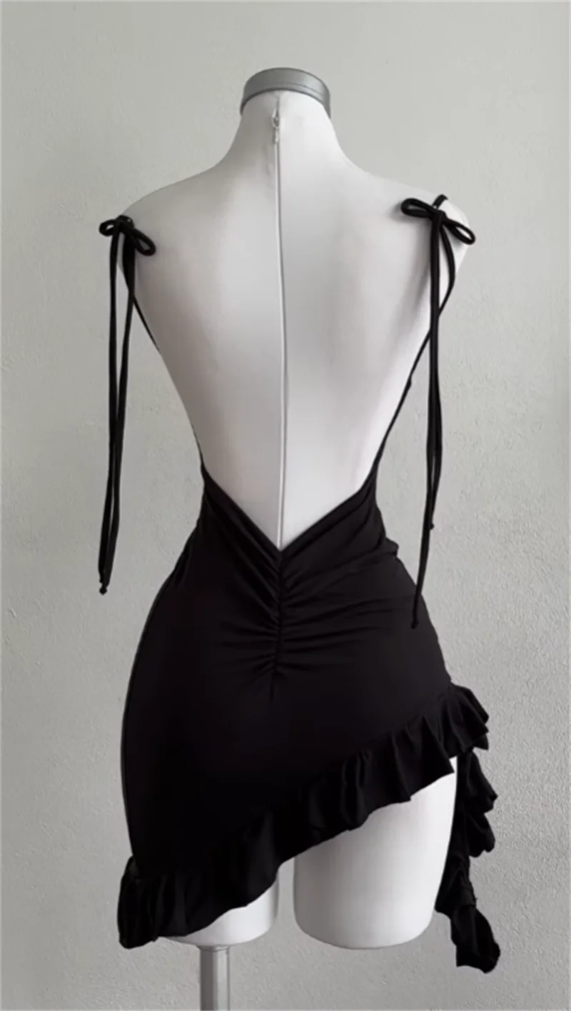 Hollow-Out Strapless Sleeveless Slim Sheath Mini Dress – Empire Waist, Solid, Summer Luxegan