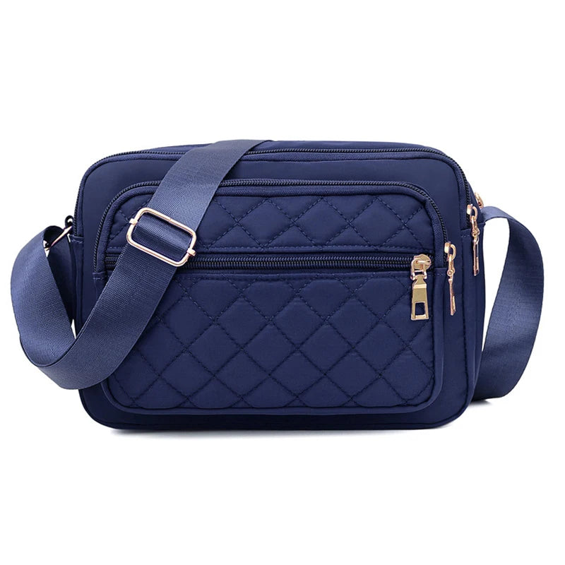 Women’s Korean Fashion Large Capacity Shoulder Bag | Classic Embroidery Thread Satchel for Middle & Old Age | Simple & Practical Nylon Crossbody Bag Luxegan