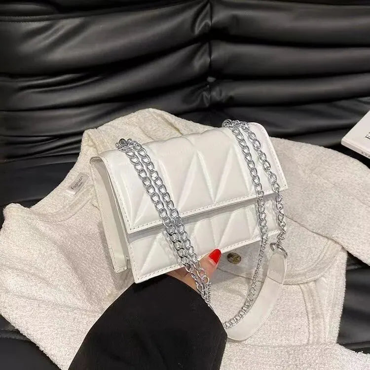 Classic Square Chain Bag | Stylish PU Leather Crossbody Purse Luxegan