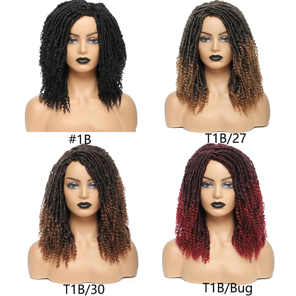 12 Inch Curly Faux Locs Dreadlock Wig | Machine or Headband Cap