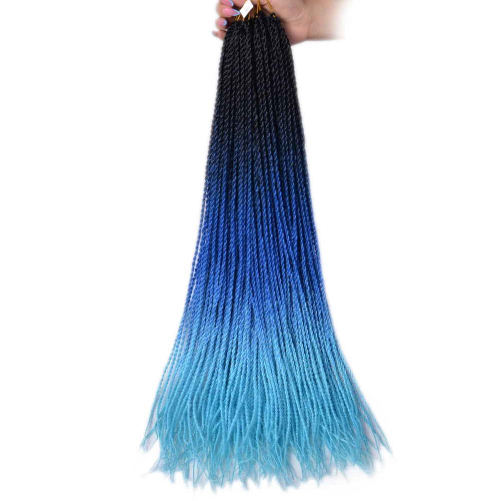 24-Inch Long Ombre Box Braids Crochet Hair - Pre-Looped Synthetic Braiding Hair Extensions - High Temperature Fiber 22 Strands/Pack Piano Color Crochet Braids for Women & Girls (27 Colors Available)