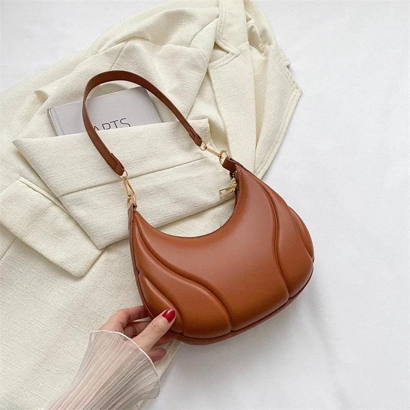 Y2K Retro Leather Hobo Bag | Soft Solid Color Shoulder & Crossbody Luxegan