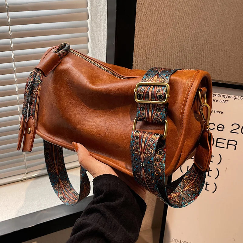 PU Leather Solid Pillow Bag | Stylish Vintage Large Capacity Crossbody Purse Luxegan