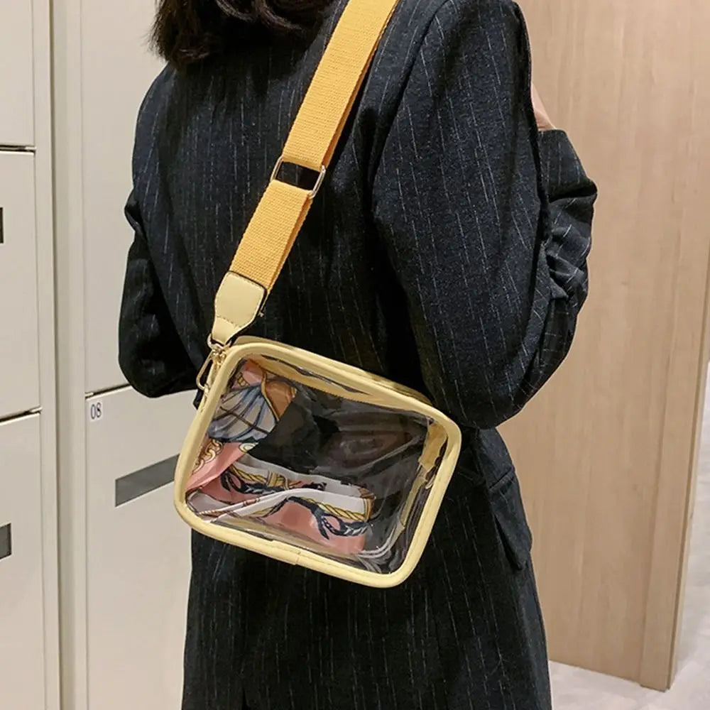 Fashion Transparent PVC Jelly Handbag | Solid Color Shoulder Messenger Crossbody Bag for Women & Girls (Ribbons Excluded) Luxegan