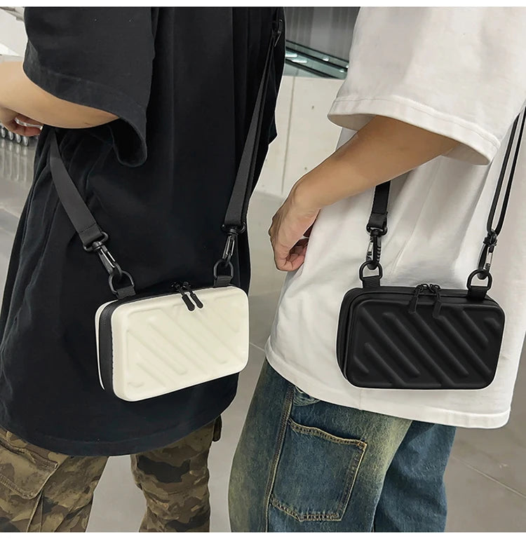 Diagonal Striped Box Bag | Unisex Messenger & Shoulder Bag Luxegan