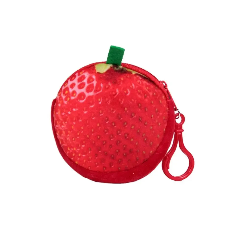 Polyester Cherry/Strawberry Coin Purse | Cute Fruit Shape Keychain Earphone Bag Luxegan