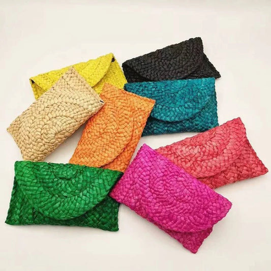 Handmade Straw Envelope Bag | Soft Beach Crossbody Purse Luxegan