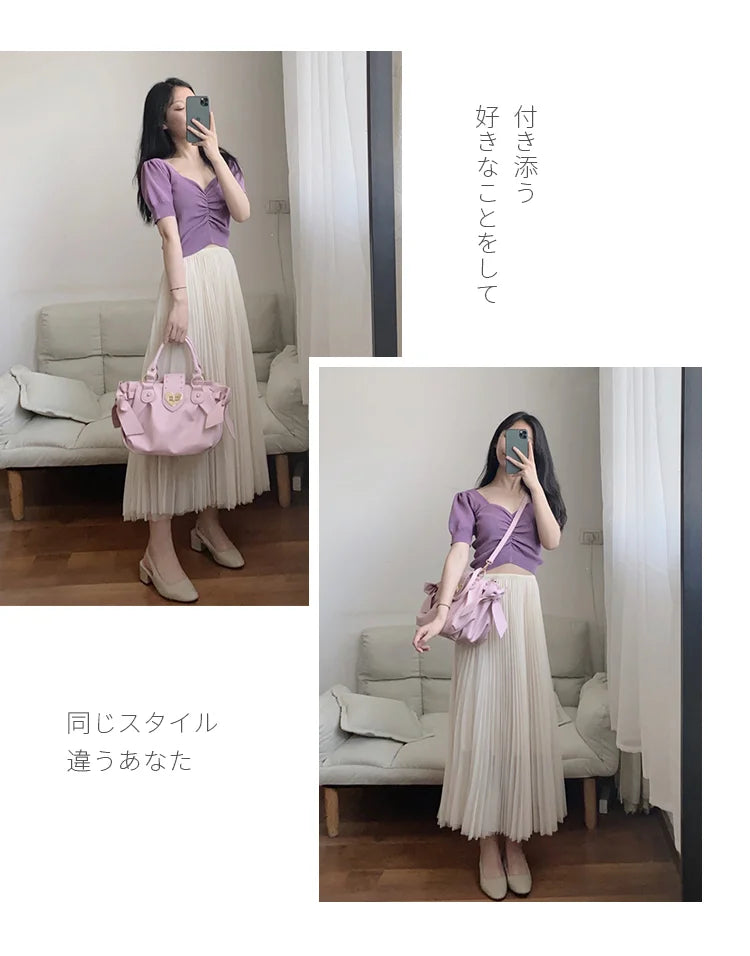 Kawaii Lolita Heart Handbag | Sweet Bow & Sequin Crossbody Purse Luxegan
