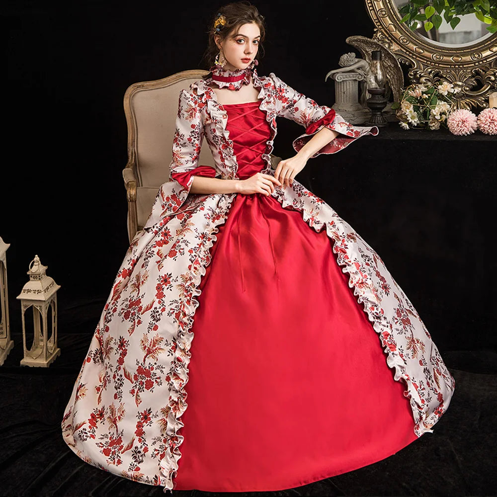 Victorian Renaissance Ball Gown – Square Neck, Flare Sleeve, Floor-Length, Empire Waist