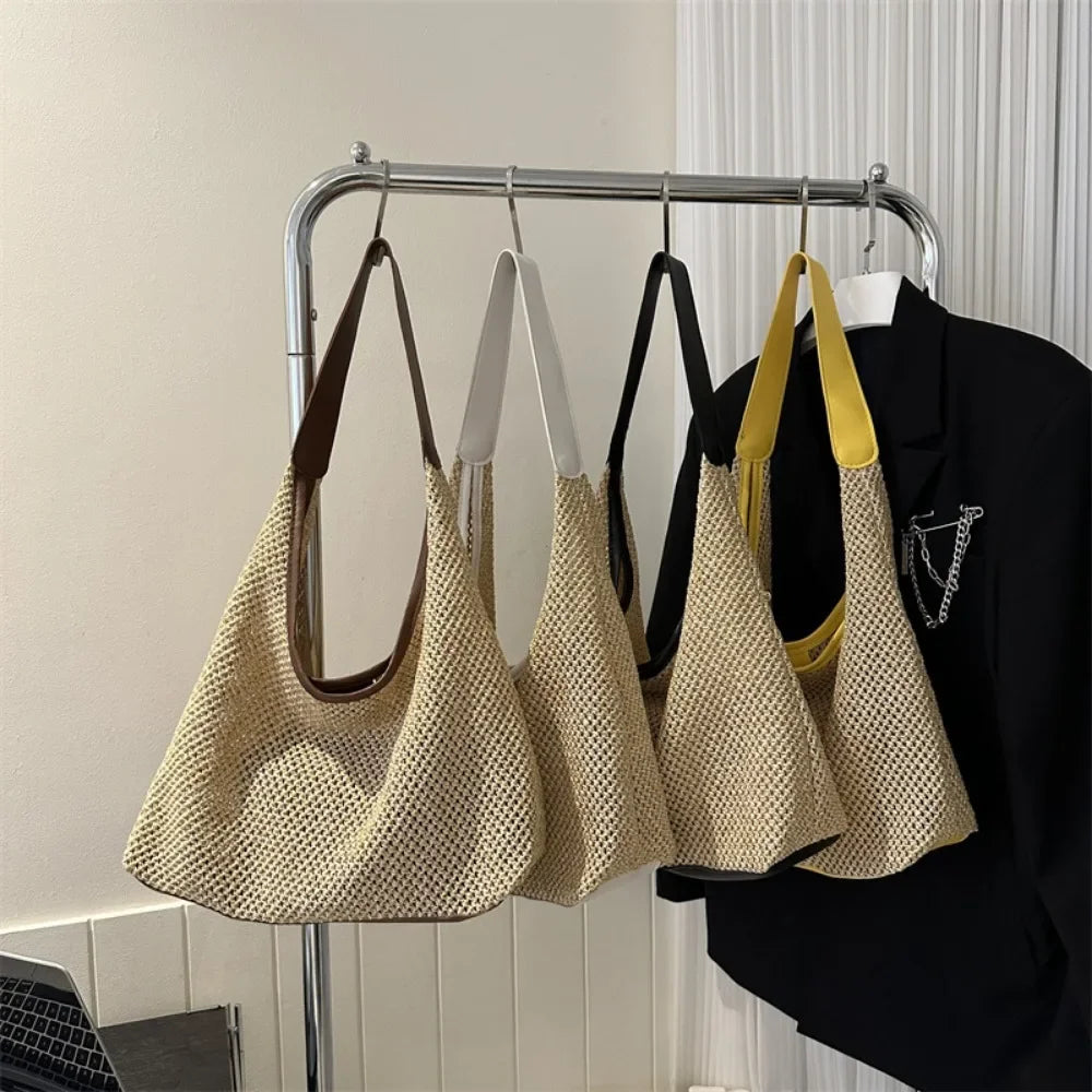 Casual Beach Summer Woven Bag | One-Shoulder Seaside Travel Straw Bag & Handbag Luxegan