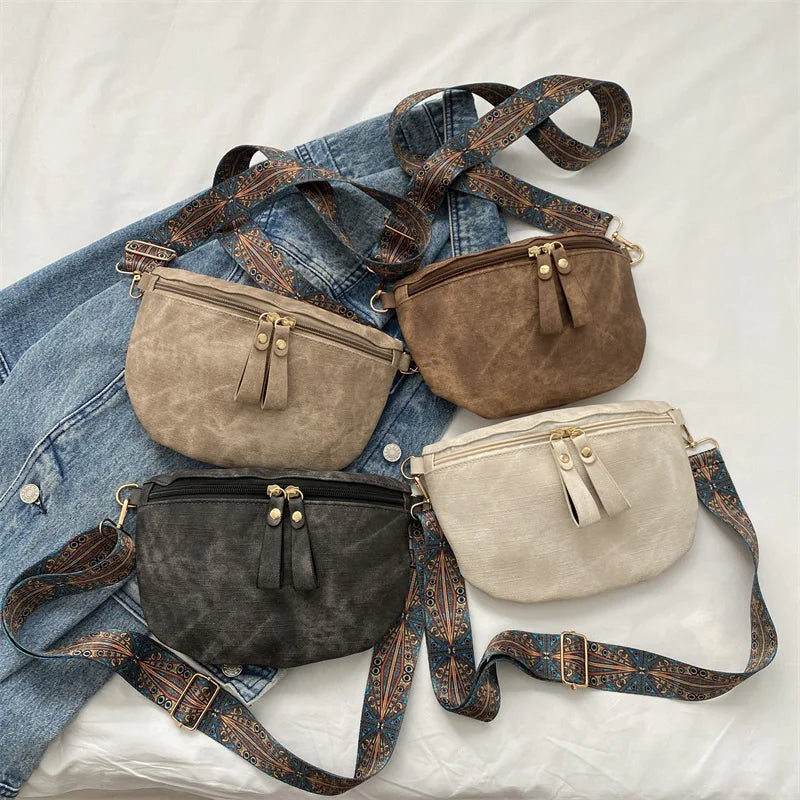 Stylish Hobo Solid Color Satchel | Luxury Designer Chest Bag & Women's PU Leather Waist Bags (Wide Strap Fashion Fanny Shoulder Pack) Luxegan