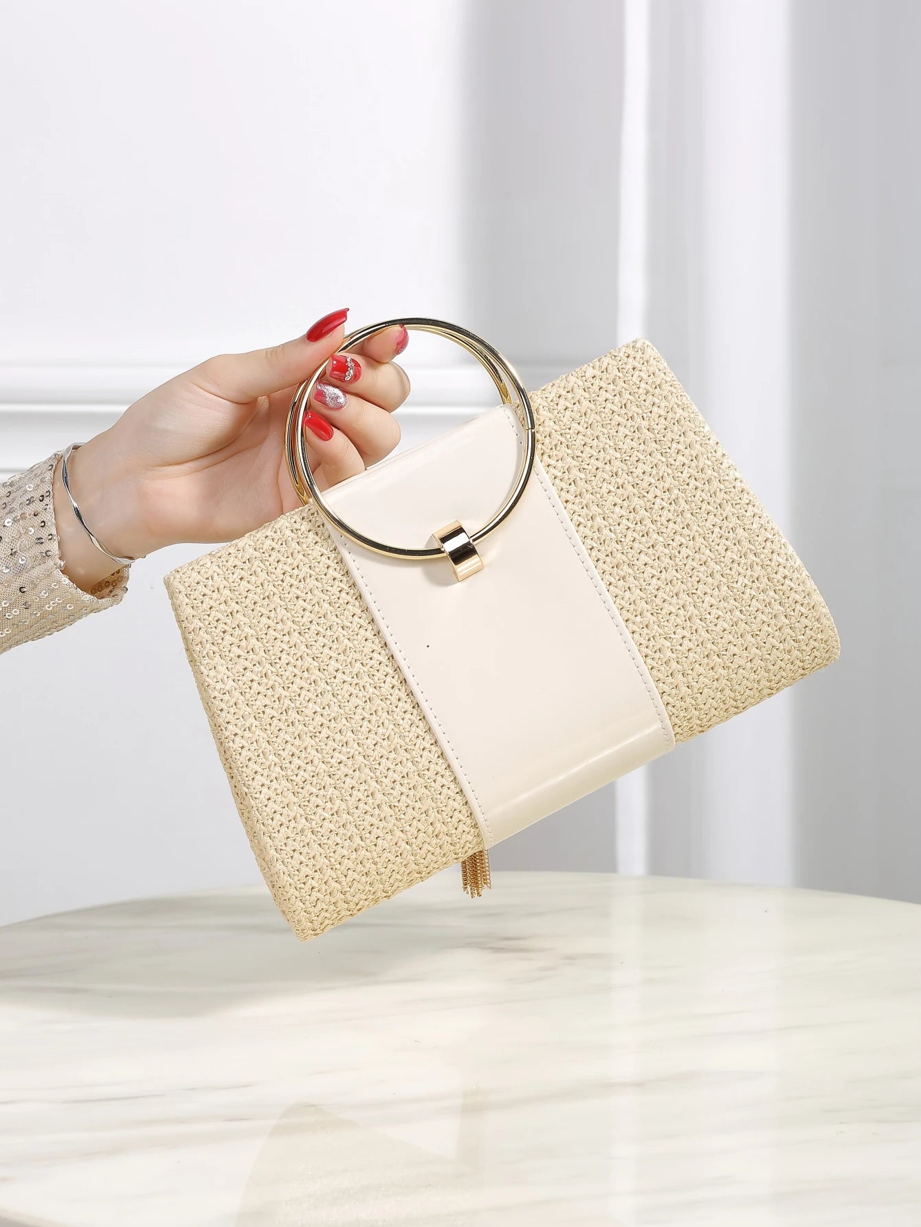 Bohemian Resort Woven Clutch Bag | Ladies Square Straw Evening Bag Luxegan