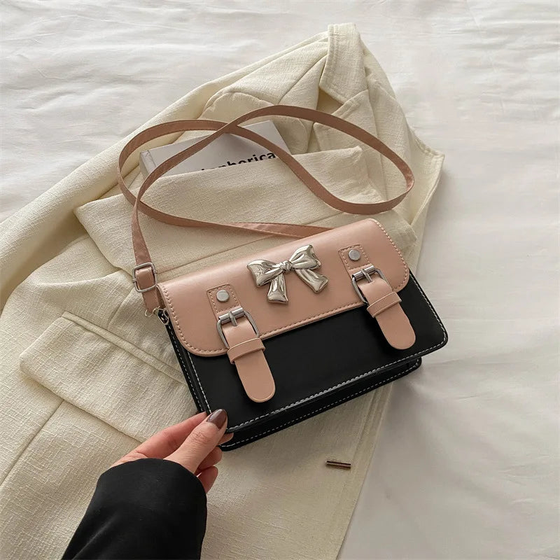 Fashion Square Small Crossbody Bags | Bowknot Decor Flap Shoulder Bag (For Summer Travel & Daily Use) Luxegan