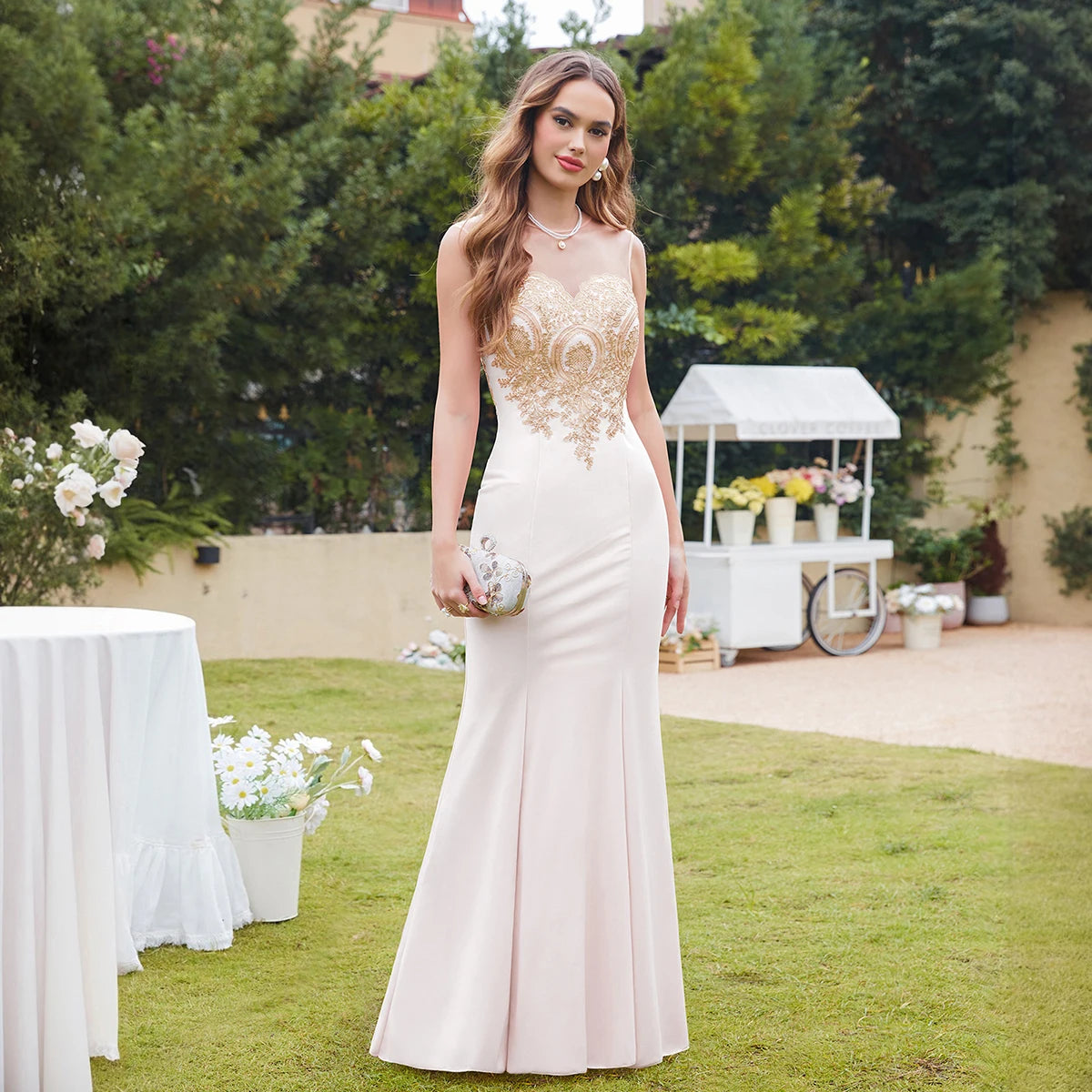 Solid Slash/Cowl Neck Sleeveless Lace-Up Strap Loose Fit A-Line Floor-Length Satin Dress – High Slit, Natural Waist, Summer