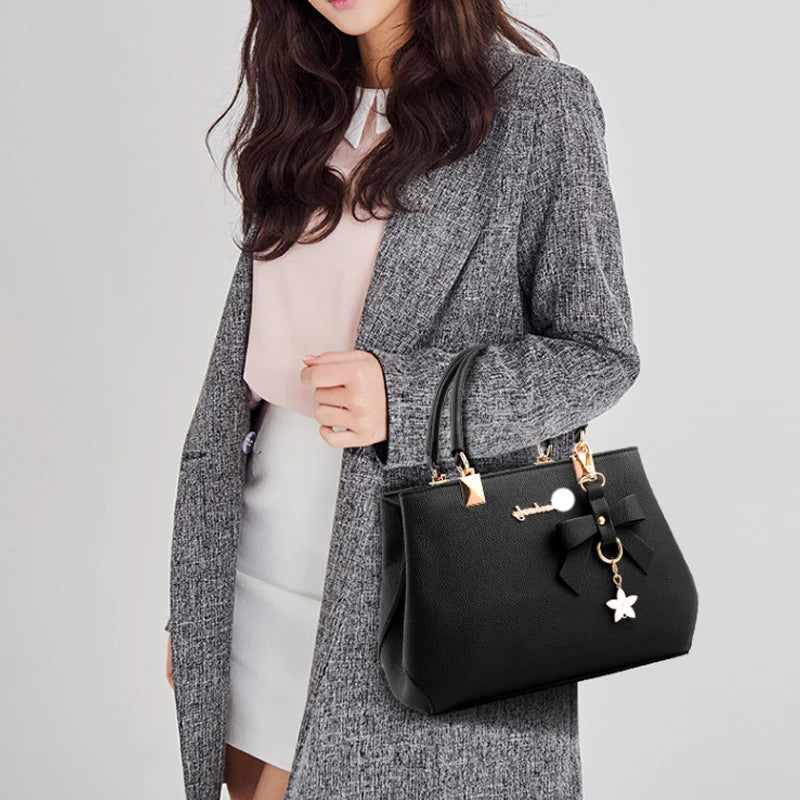 Elegant Women’s Messenger Bag with Flower Pendant | Office Ladies’ Pure Handbag & Satchel - view 6