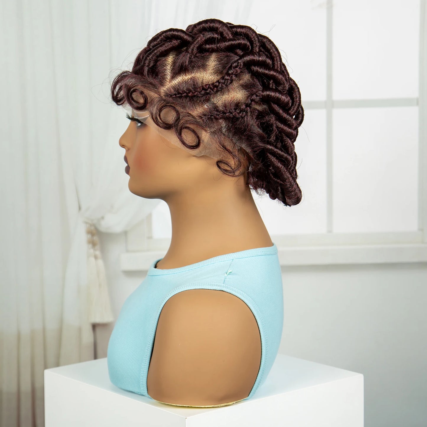 Ginger Orange Bantu Knotless Braids Wig | Full Lace | Baby Hair Luxegan