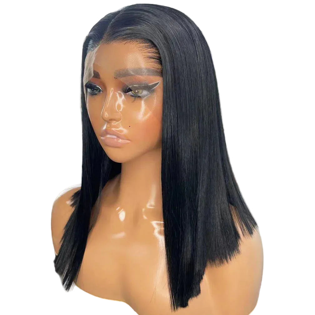 Blonde Afro Kinky Curly Human Hair Bob Wig with Bangs - Full Machine-Made Glueless Short Bob Wig - 100% Brazilian Remy Human Hair Honey Ombre Blonde Fringe Wig for Women Luxegan