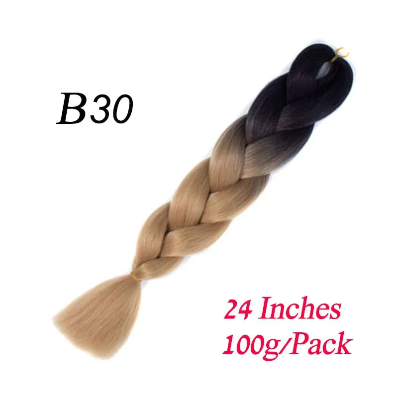 Lihui 24 Inch Pre-Stretched Synthetic Braiding Hair – Kanekalon Jumbo Braid | 100g | 100+ Ombre Colors
