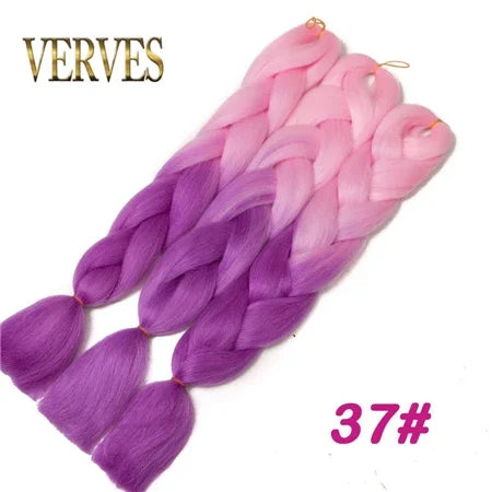 Synthetic Jumbo Braid Kanekalon Braiding Hair 24in | Ombre & Solid Colors | 100g