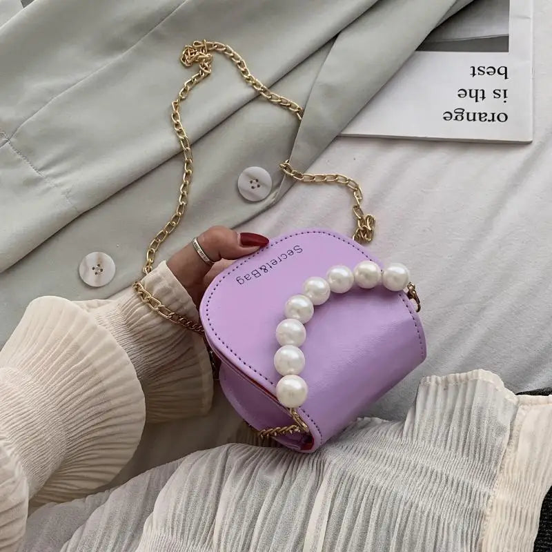 Elegant Pearl & Chain Mini Handbag | Rhombus Shoulder & Crossbody Bag Luxegan