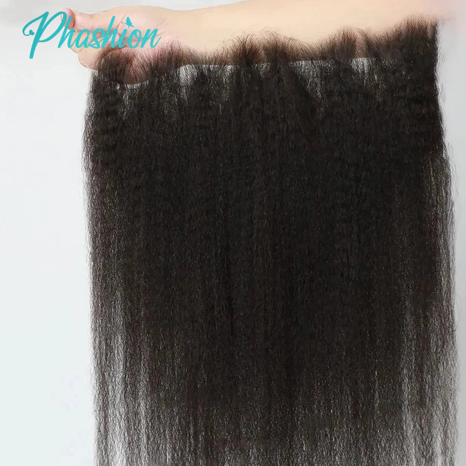 Phashion 13x6 13x4 Kinky Straight Lace Frontal Only Pre Plucked Transparent Yaki Real HD Lace 100% Remy Human Hair For Women