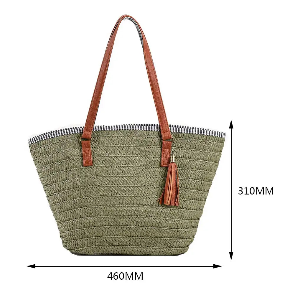 Vintage Hollow Design Woven Shoulder Bag | Large Capacity Knitting Tote & Summer Beach Bag Luxegan