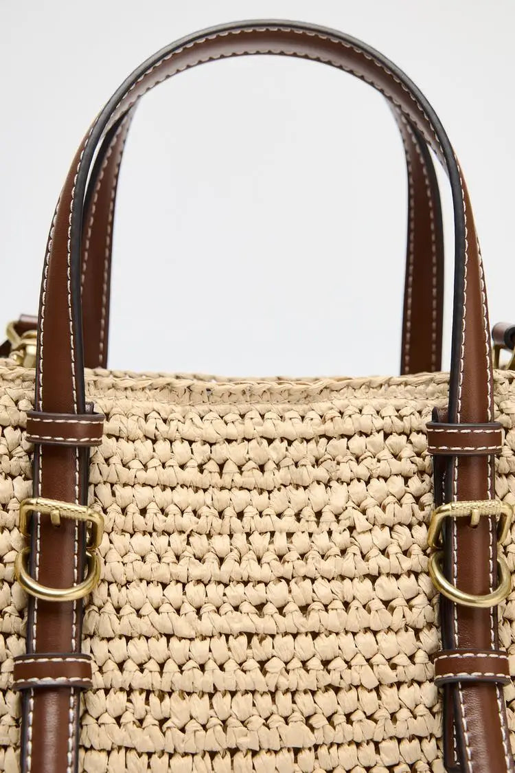 Soft Woven Paper Straw Tote | Small Fashion Crossbody Bag Luxegan