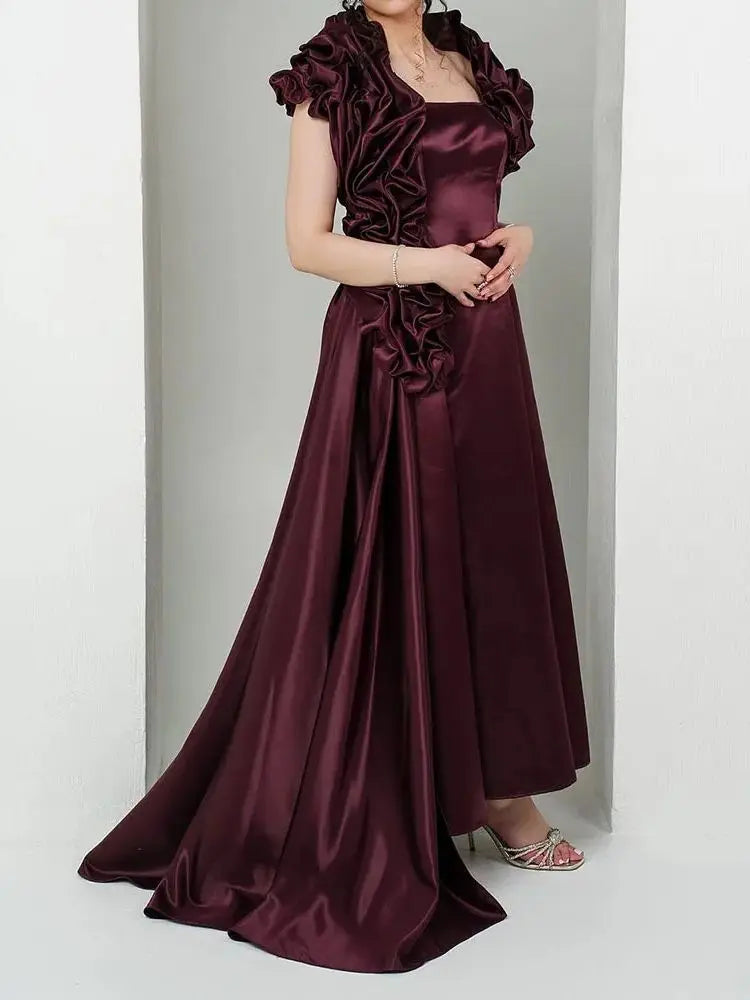 Draped A-Line Prom Gown | Off-Shoulder Sleeveless Floor-Length Evening Dress Luxegan