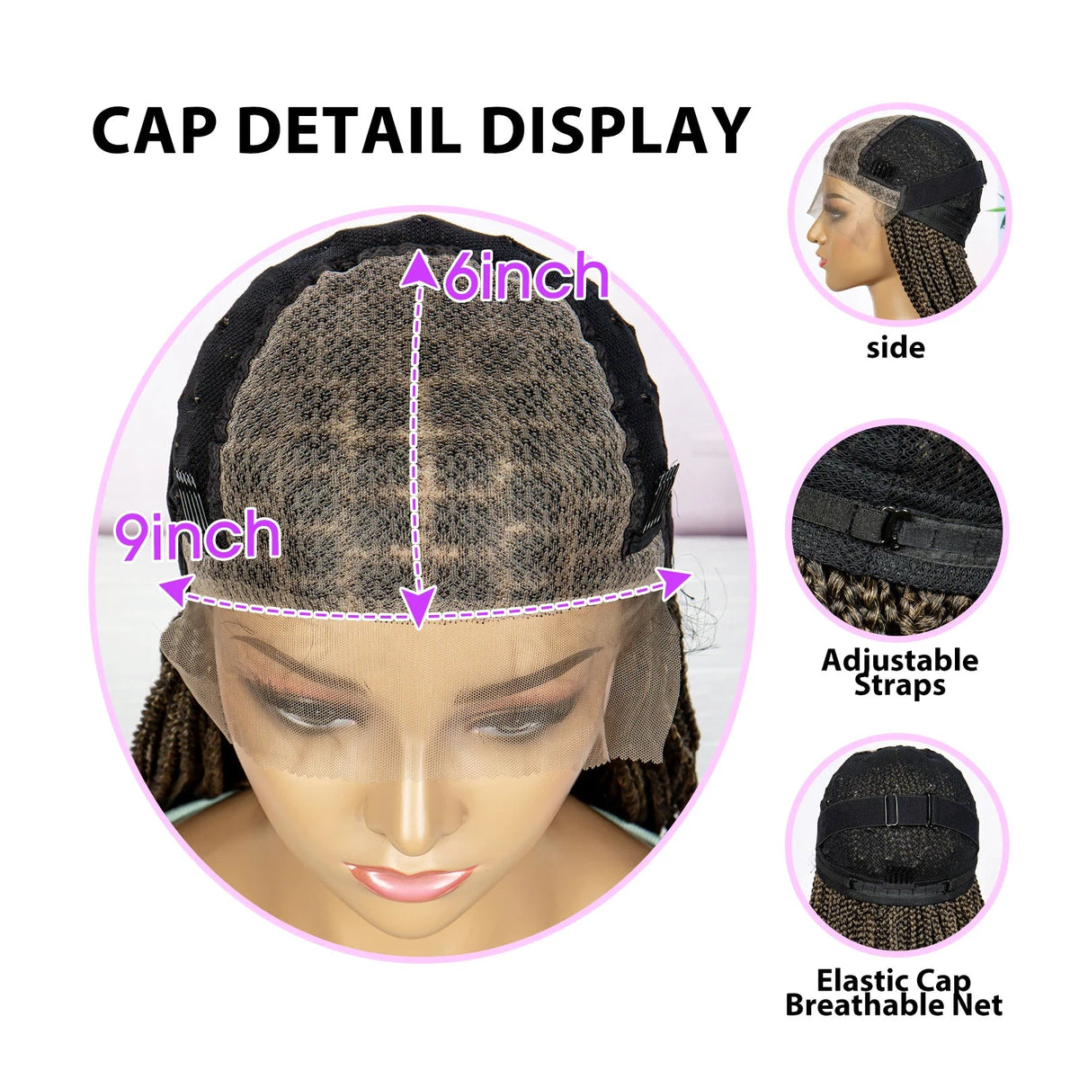 Synthetic Braided Wig Synthetic Hair Lace Front Wigs Box Braided Wigs for Black Women 36 Inches Micro Braids Wigs with Baby Hair Luxegan